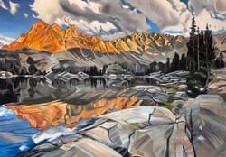 First Light at Quiet Lake, 42x60" oil, wax and charcoal on linen