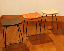 選べる3色「桐の軽井沢スツール Version1」約1.6kg　Paulownia wood & Iron Stool