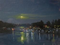 "Gig Harbor Moonrise" - 6x8, Oil