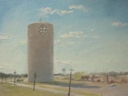 "Ft Hood Water Tower" - 6x8, Oil