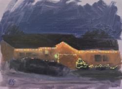"Christmas Lights Study" - 6x8, Oil