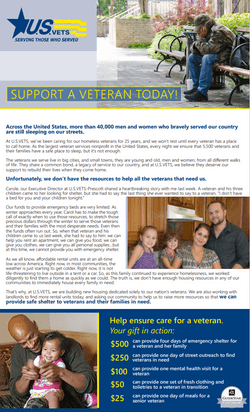 U.S.VETS End of Year Appeal: Page 1