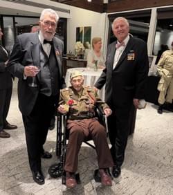 Mount America board members Bill Vosseler and George Turak with 101 year old WWII veteran, Jake Ruser at the Post 405 Gala