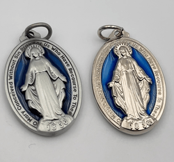 Custom Made Blue Enamel Miraculous Medals