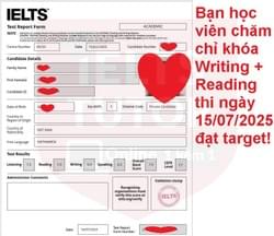 ❌ Bạn học viên chăm chỉ khóa Writing + Reading thi ngày 15/07/2025 đạt target! ❌ Thông tin các khóa học: https://www.ieltstutor.vn/ielts-thuong ================================= Trăm ngàn feedback yêu thương https://www.ieltstutor.me/hall-of-fame Một hai feedback thì có thể không tin nếu feedback lên đến hàng ngàn thì còn chờ gì nữa mà không liên lạc IELTS TUTOR ================================= IELTS TUTOR - Luyện thi IELTS ONLINE 1 kèm 1 đảm bảo đầu ra Phone: 0905834420 (Điện thoại/Zalo/Viber) Website: https://www.ieltstutor.me/ Email: lesson@ieltstutor.me