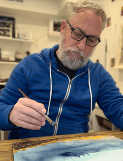 Painting in the studio