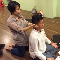 Practicing Reiki in October 2016  at Karuna Wellness Center in Jakarta, where I first learned Reiki 