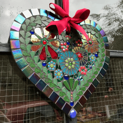 Red Floral Heart, 30 cms