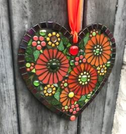 Orange Floral Heart, 20 cms
