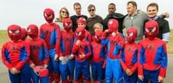 The Spiderman Cast was in town to help us build owl habitat!