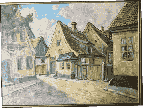 Danish Village Scene Painting
