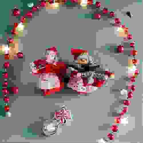 Two Lovely Christmas-themed Danish (knitted and cloth) Folksy Women Knitted