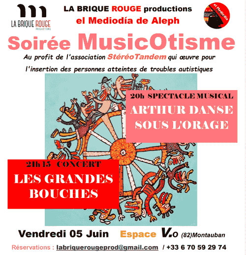 Vendredi 5 JUIN Soirée Musicotisme au V.O Montauban 20 H