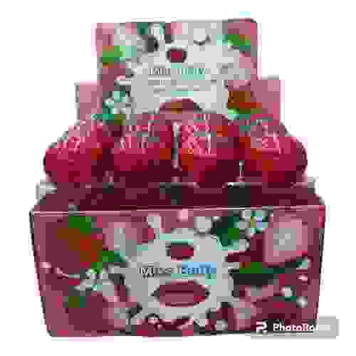 Balsamo labial rojo fresa.