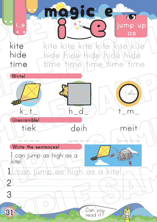 Magic E (I) CP2 Worksheet – i_e Sound Practice (P31-32+ Bonus Pages)
