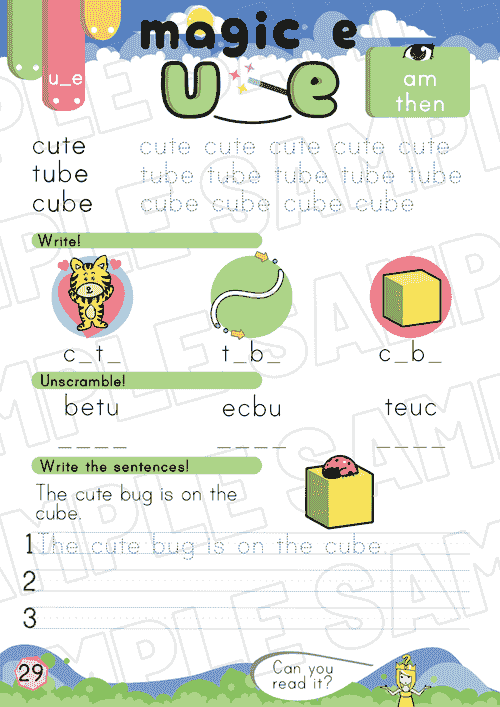 Magic E (U) CP2 Worksheet – u_e Sound Practice (P29-30 + Bonus Pages)
