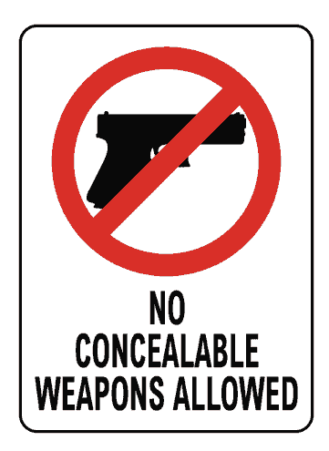 South Carolina No Weapons Sign