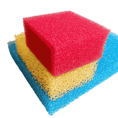 water filter sponge with red,yellow , blue 