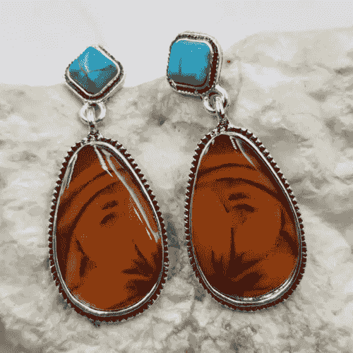 Western Turquoise Sunflowers Earrings