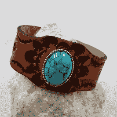 Boho Turquoise Brown Leather Bracelet