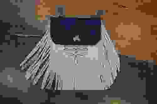 White and Purple Boot Stitch Hip Bag