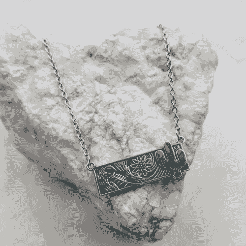 Western Turquoise Cactus Bar Necklace