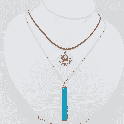 Western Flower Pinestone Pendant Necklace