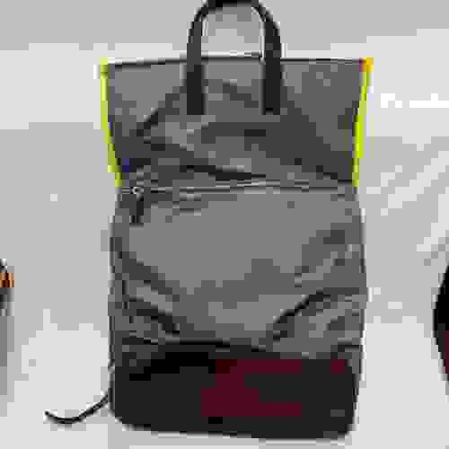 PRADA Colorblock Logo Plaque Backpack