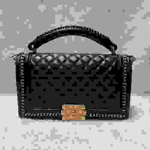 CHANEL Black & Gold Rare Court-Style Le boy bag