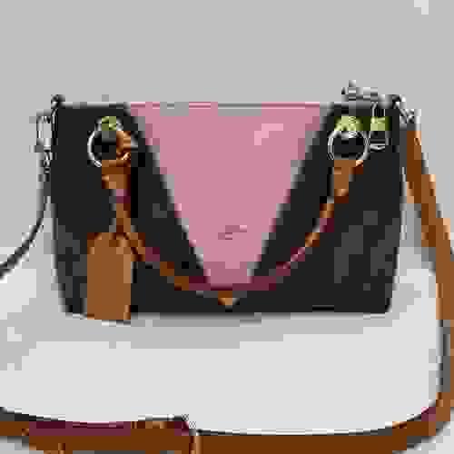 Louis Vuitton V Tote BB 2WAY Shoulder Bag Handbag Monogram Brown Rose Poodle