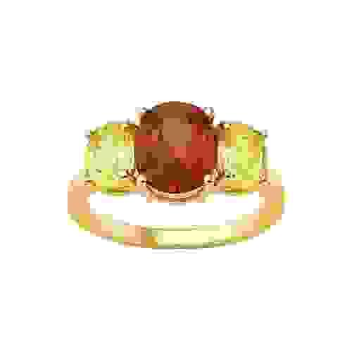 Ring "The Lollipop" mit 2 gelben Zirkon und 1 purple Spinel Grösse 52