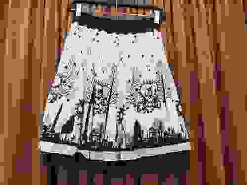 Velvet Embossed Alice in Wonderland Chiffon Skirt-XS-M