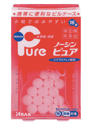 【日本直送】日本Norshin腦新製藥 Pure 生理止痛藥 月經速效止痛 退燒 女性用 粉色 方便攜帶小盒版 16錠/盒 大阪實體藥妝店直送