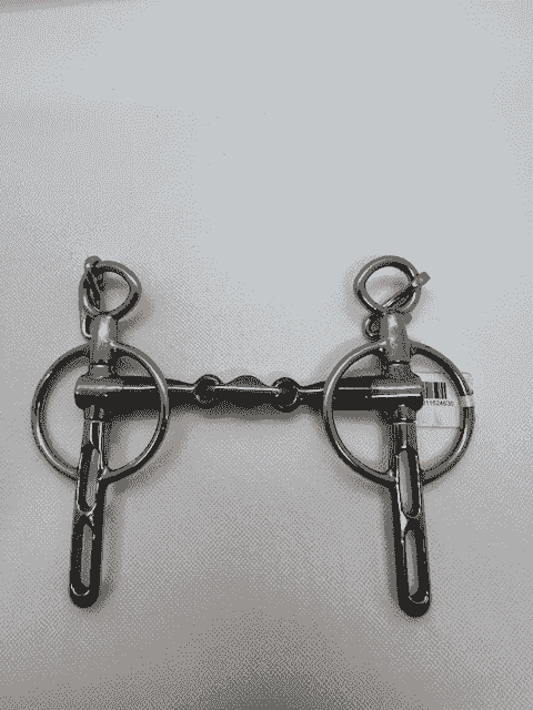 LIVERPOOL BIT, DOUBLE BROKEN SNAFFLE MOUTH, BLUE STEEL, 2 SLOTS