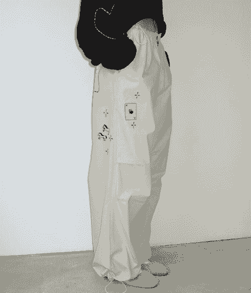 ronron -  DRAWING STITCH PARACHUTE PANTS