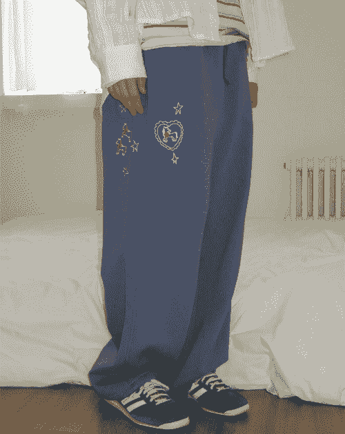 ronron -  DRAWING PONY STITCH SWEAT JOGGER PANTS