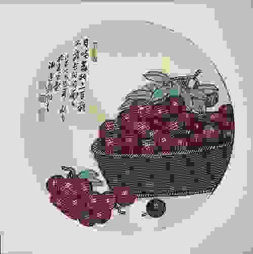 著名畫家謝新遠手繪--日啖荔枝三百顆