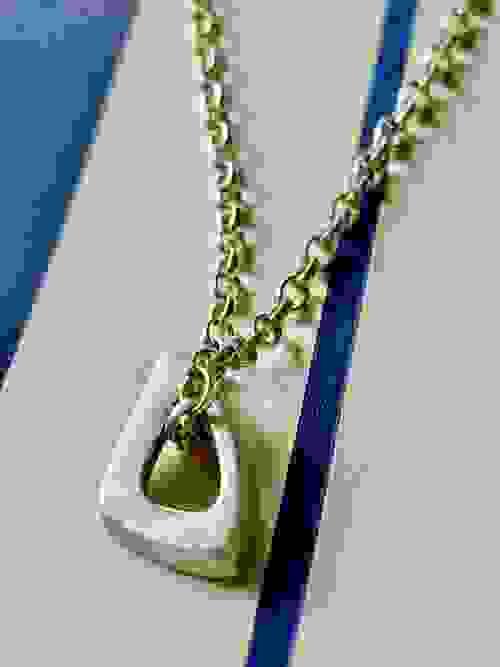 NEW Silver Triangle Pendant Necklace hug on chunky silver belcher chain