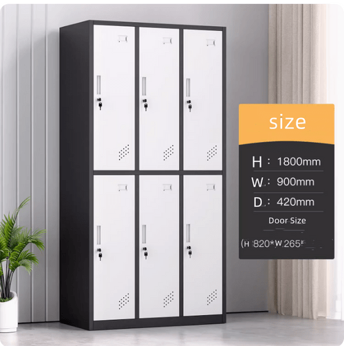 6 Doors Locker Cabinet Steel Storage Cupboard for Home Office School Gym