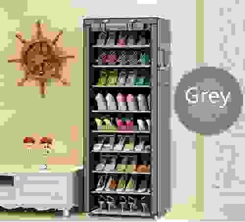 Shoe Rack with Non-Woven Cloth Cover-40 Pairs-Grey