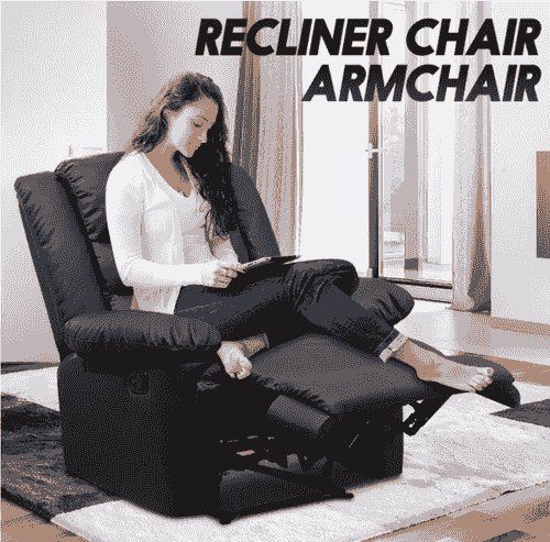 Luxury Armchair Lounge Recliner Chair Leather Reclining Chair Black