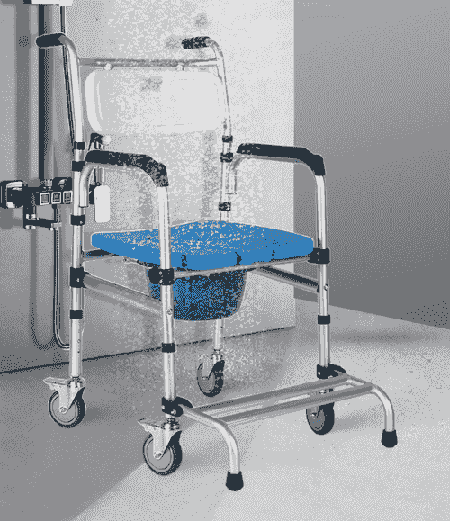Commode Shower Chair Toilet Wheelchair 3 in 1 Bath Stool Bathroom Bedside Seat Seating with Arms