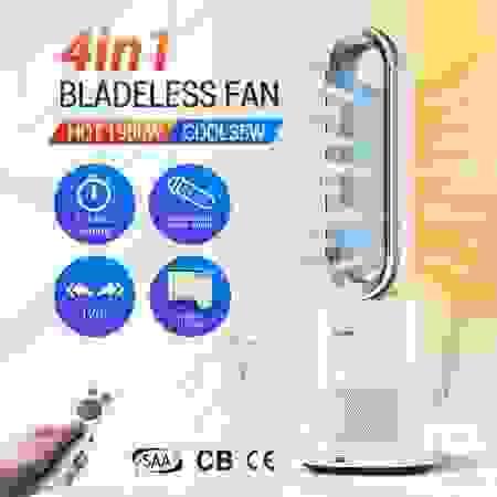 4 in 1 Bladeless Tower Fan Electric Cool Air Hot Heater HEPA Filter