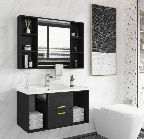 Bathroom Mirror Cabinet Storage Medicine Shelves Shaving Wall Cupboard Organiser Floating Vanity