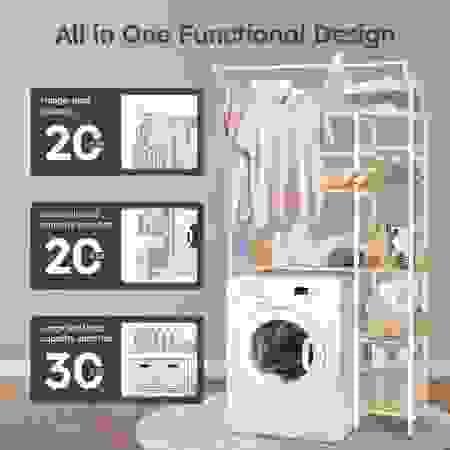 Bathroom Organiser Washing Machine Dryer Laundry Washer Storage Towel Rack 5 Tier