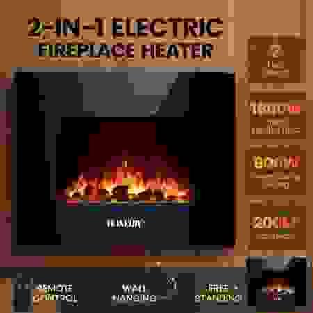 1800W Electric Fireplace Heater LED Flames w/ Remote Control