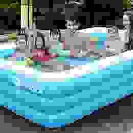 Blue Rectangular Large Inflatable Outdoor Family Pool