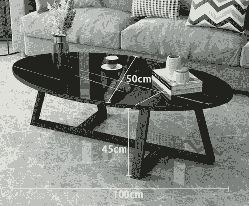 Oval Top Modern Coffee Table with Cross Leg Metal Base - white