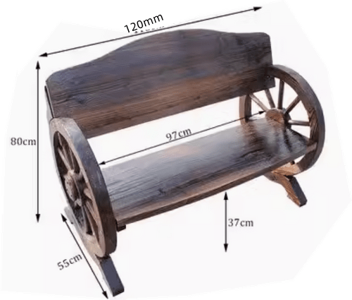  Wooden Garden Bench Outdoor Furniture with Wagon Wheel