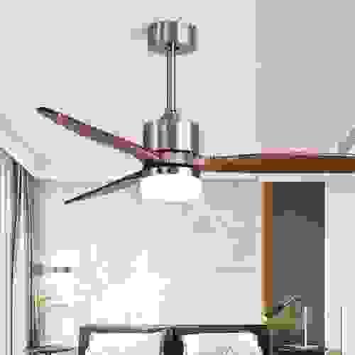 52 Inch Ceiling Cooling Fan with LED Lights Remote Control 3 Blades 6 Speed Timer